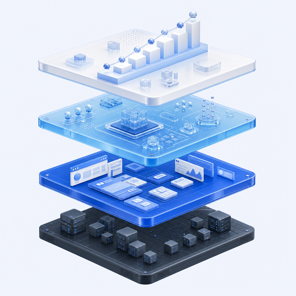 TableTurn layered services architecture — digital solutions, technology, advisory, and growth
